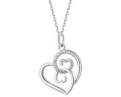 Naszyjnik srebrny z cyrkoniami - serca. Szare naszyjniki Apart, z cyrkonią, srebrne. Za 184.00 zł.