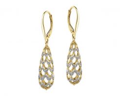 Kolczyki z żółtego złota z diamentami - 0,10 ct - próba 585. Żółte kolczyki Apart, z diamentem, złote. Za 4,259.00 zł.