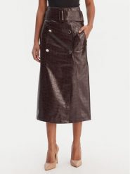 Morgan Spódnica z imitacji skóry 261-JADYNA Brązowy Slim Fit. Brązowe spódnice Morgan, bez wzorów, ze skóry. Za 399.99 zł.