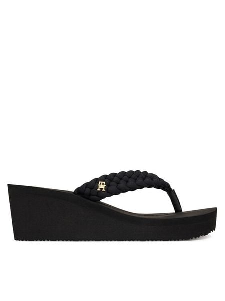 Tommy Hilfiger Japonki Th Wedge Braided Summer Sandal FW0FW09198 Czarny. Czarne klapki TOMMY HILFIGER, bez wzorów, z materiału, bez obcasa. Za 249.99 zł.