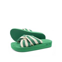 Klapki basenowe damskie Flip Flop Wedgy Twist. Zielone klapki Flip Flop, bez wzorów, bez obcasa. Za 111.55 zł.