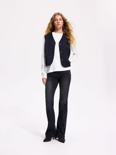 Jeansy flare z rozcięciami - szary. Szare jeansy Reserved, bez wzorów. Za 129.99 zł.