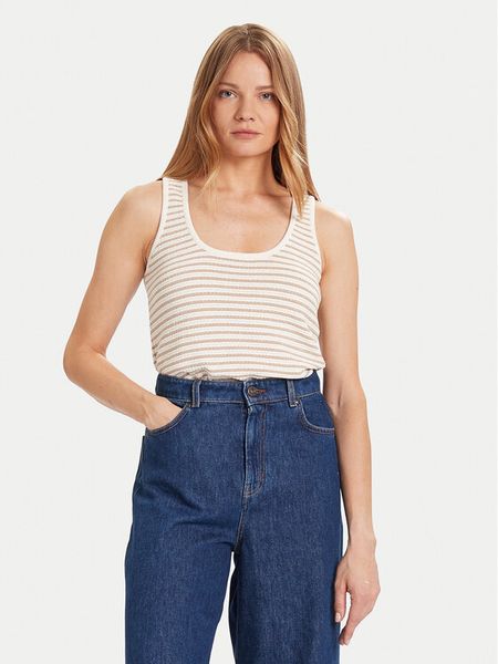 Morgan Top 252-MCAMI Beżowy Regular Fit. Brązowe topy Morgan, xl, bez wzorów, z bawełny, bez kołnierzyka, bez ramiączek. Za 199.99 zł.