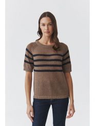 TATUUM Sweter "Elea" w kolorze jasnobrązowo-granatowym rozmiar: XL. Brązowe swetry Tatuum, xl, bez wzorów, ze lnu, bez ramiączek. Za 213.18 zł.