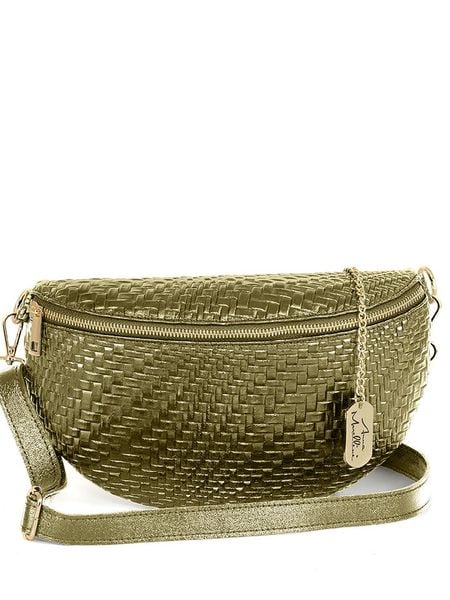 Anna Morellini Skórzana saszetka "Rufina" w kolorze zielonym - 30 x 18 x 9 cm rozmiar: onesize. Zielone torby na ramię Anna Morellini, bez wzorów, z materiału, sportowe, przez ramię, bez dodatków. Za 219.60 zł.