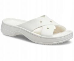 Klapki Dla Dorosłych Crocs Womens Cross Strap. Białe klapki Crocs, bez wzorów, z materiału, bez obcasa. Za 159.99 zł.