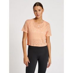 Damska koszulka crop top Hummel MT Iris Burnout. Brązowe topy Hummel, bez wzorów, bez kołnierzyka, bez ramiączek. Za 172.50 zł.