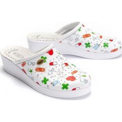 SANITAL FLEX 707 fantasia, klapki profilatyczne damskie. Klapki Sanital-Flex, bez wzorów, ze skóry, bez obcasa. Za 99.90 zł.
