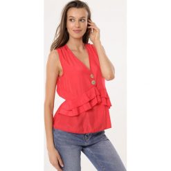 Koralowy Top Dancing Bay. Pomarańczowe topy Born2be, l, bez wzorów, bez kołnierzyka, bez ramiączek. Za 29.99 zł.