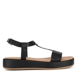 Sandały Lasocki. Czarne sandały Lasocki, bez wzorów, bez obcasa, na płaskiej podeszwie, bez zapięcia. Za 159.99 zł.