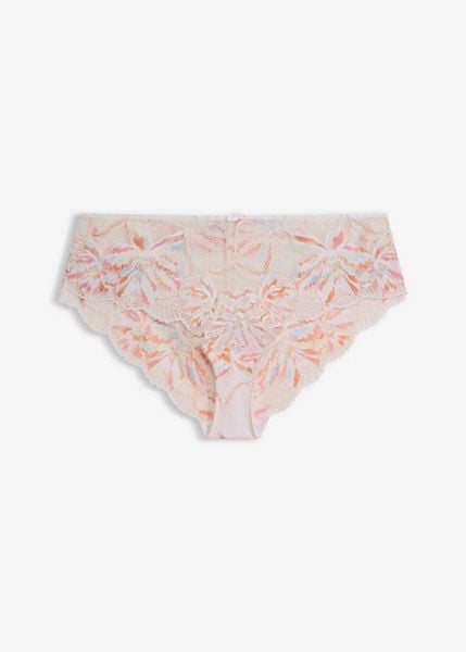 Figi hipster z delikatnej koronki. Białe figi bonprix, bez wzorów, z koronki. Za 24.99 zł.