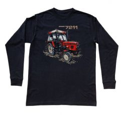 Zetor 7211 — bluzka z długim rękawem (Rozmiar: XS (dorosła); Kolor koszulki: czarny; Rodzaj nadruku: Zetor 7211). Czarne bluzki nikiniki, l, bez wzorów, z bawełny, biznesowe, bez kołnierzyka, bez ramiączek. Za 99.00 zł.