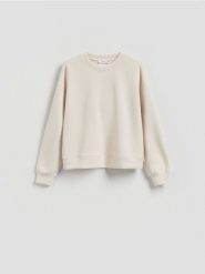 Bluza z modalem - beżowy. Brązowe bluzy Reserved, l, bez wzorów, z dzianiny, bez kaptura. Za 109.99 zł.