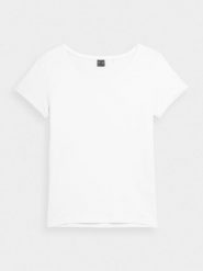 4F T-shirt regular gładki damski XL. Białe t-shirty 4f, xl, bez wzorów, z bawełny, bez kołnierzyka, bez ramiączek. W wyprzedaży za 39.99 zł.
