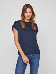 Vila T-Shirt Ellette 14059563 Granatowy Regular Fit. Niebieskie t-shirty Vila, bez wzorów, z syntetyku, bez kołnierzyka, bez ramiączek. Za 69.99 zł.