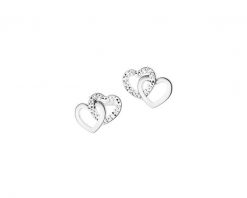 Kolczyki z białego złota z diamentami - serca - 0,006 ct - próba 585. Białe kolczyki Apart, z diamentem, złote. Za 1,290.00 zł.