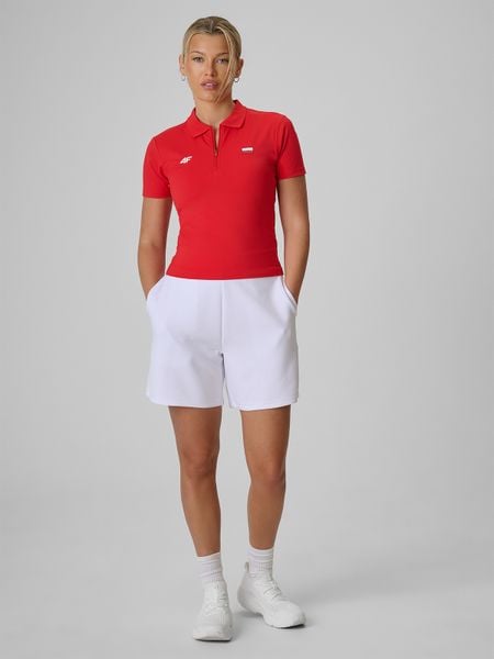 4F Spodenki kibica damskie - białe S. Białe szorty 4f, bez wzorów, z dresówki. Za 129.99 zł.