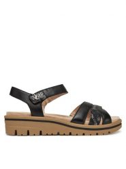 Caprice Sandały 9-28713-44 Czarny. Czarne sandały Caprice, bez wzorów, ze skóry, bez obcasa, na koturnie, bez zapięcia. Za 227.99 zł.