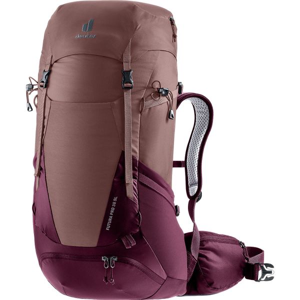 Plecak turystyczny damski Deuter Futura Pro 38 SL - ashrose/cassis. Czerwone plecaki Deuter, bez wzorów. Za 770.99 zł.