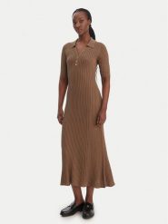 Tommy Hilfiger Sukienka dzianinowa WW0WW48447 Brązowy Slim Fit. Brązowe sukienki TOMMY HILFIGER, xs, bez wzorów, z dzianiny, bez kołnierzyka, bez ramiączek. Za 849.99 zł.