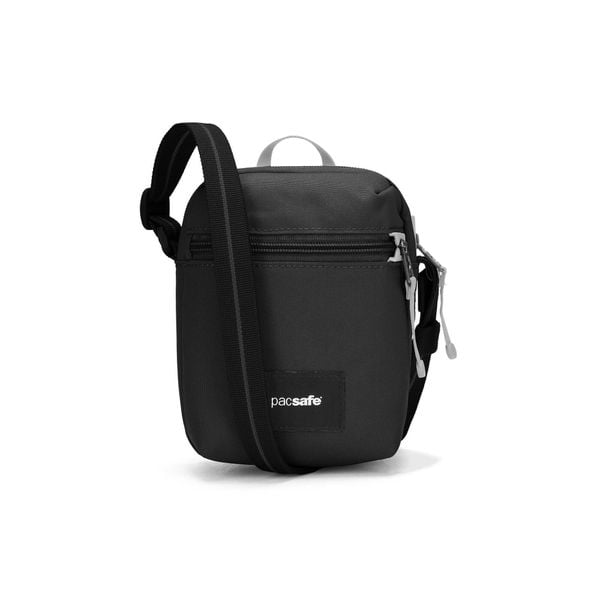 Saszetka Pacsafe Go Micro Crossbody - jet black. Czarne torby na ramię Pacsafe, bez wzorów, sportowe, bez dodatków. Za 218.99 zł.