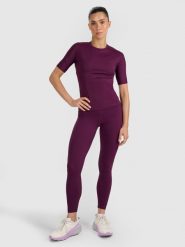 4F Legginsy treningowe szybkoschnące damskie - fioletowe M. Fioletowe legginsy 4f, l, bez wzorów, z dzianiny, z podwyższonym stanem. Za 169.99 zł.