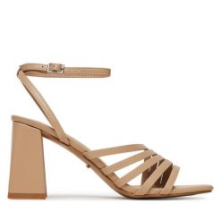 Sandały DeeZee. Brązowe sandały DeeZee, bez wzorów, bez obcasa, na słupku, bez zapięcia. Za 129.99 zł.
