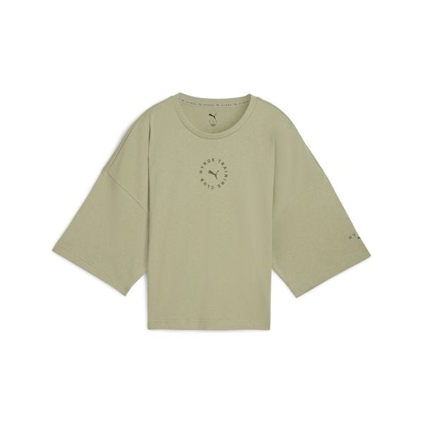 Damska skrócona koszulka PUMA x HYROX Lifestyle PUMA. Zielone bluzki Puma, bez wzorów, sportowe, bez kołnierzyka, bez ramiączek. Za 179.00 zł.