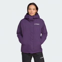 Kurtka ocieplana Terrex Multi 2L RAIN.RDY. Fioletowe kurtki narciarskie Adidas, l, bez wzorów, bez kaptura, narciarskie. Za 1,099.00 zł.