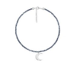 Bransoletka z kamieni terahertz z zawieszką Lune posrebrzana. Białe bransoletki Lilou, posrebrzane. Za 228.00 zł.