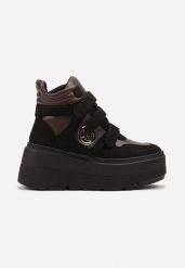 Czarno-Brązowe Botki Vices w Stylu Sneakersów na Platformie Afirriva. Czarne botki Born2be, z aplikacjami, z jeansu, bez obcasa, na platformie, bez zapięcia. Za 139.99 zł.