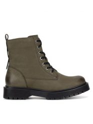 Lasocki Trzewiki WI23-STYX-10 Khaki. Brązowe botki Lasocki, bez wzorów, z nubiku, bez obcasa, na płaskiej podeszwie, bez zapięcia. Za 249.99 zł.