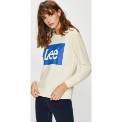 Lee - Bluza. Białe bluzy Lee, l, bez wzorów, z bawełny, bez kaptura. W wyprzedaży za 89.90 zł.