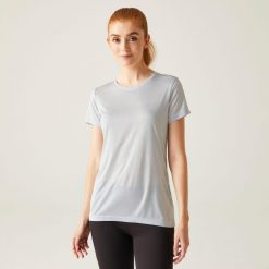 Koszulka sportowa damska Fingal Edition szybkoschnąca. Niebieskie koszulki sportowe Regatta, bez wzorów, bez ramiączek, trekkingowe. W wyprzedaży za 59.99 zł.