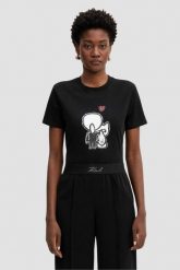 KARL LAGERFELD Czarny damski t-shirt z nadrukiem Ikon Valentine, Rozmiar S. Czarne t-shirty KARL LAGERFELD, s, bez wzorów, bez kołnierzyka, bez ramiączek. W wyprzedaży za 229.99 zł.