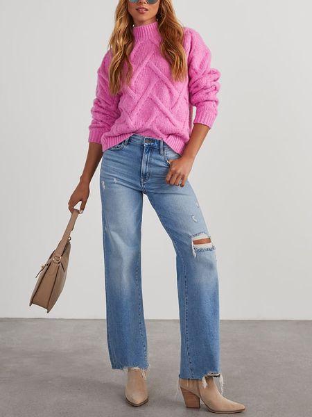 Milan Kiss Sweter w kolorze różowym rozmiar: L. Różowe swetry Milan Kiss, l, bez wzorów, ze splotem, bez ramiączek. Za 182.72 zł.