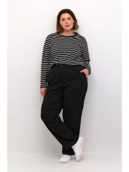 KAFFE curve Koszulka w kolorze czarno-białym rozmiar: L. Czarne bluzki KAFFE curve, l, bez wzorów, z bawełny, bez kołnierzyka, bez ramiączek. Za 60.99 zł.