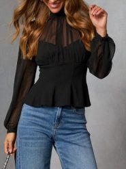 Milan Kiss Bluzka w kolorze czarnym rozmiar: M. Czarne bluzki Milan Kiss, m, bez wzorów, bez kołnierzyka, bez ramiączek. Za 152.99 zł.