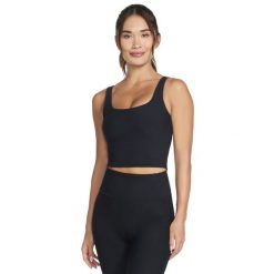 Biustonosz sportowy damski Go Flex Rib Longline Bra. Czarne bielizna sportowa Skechers, m, bez wzorów, z nylonu. Za 179.99 zł.