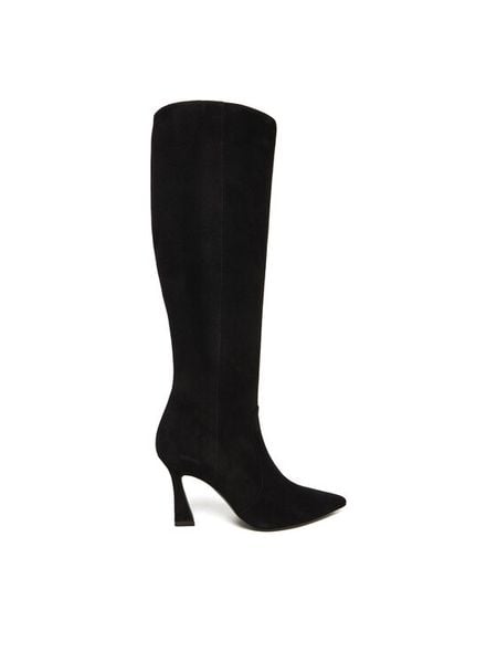 Stuart Weitzman Kozaki Vinnie Zip SM588 Czarny. Czarne kozaki Stuart Weitzman, ze skóry, bez obcasa, na szpilce, bez zapięcia. Za 2,309.00 zł.