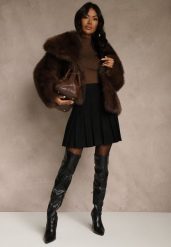 Czarna Spódnica High Waist z Wiskozą Zdobiona Plisami Coroxera. Czarne spódnice Renee, na imprezę, m, z aplikacjami, z wiskozy, eleganckie, mini. Za 89.99 zł.