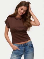 Vero Moda Bluzka Smilla 10355466 Brązowy ciemny Regular Fit. Brązowe bluzki Vero Moda, s, bez wzorów, z syntetyku, bez kołnierzyka, bez ramiączek. Za 129.99 zł.