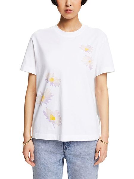 ESPRIT Koszulka w kolorze białym rozmiar: XXS. Białe bluzki Esprit, xxs, bez wzorów, z bawełny, bez kołnierzyka, bez ramiączek. Za 21.87 zł.