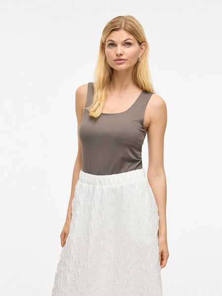 Vila Top w kolorze jasnobrązowym rozmiar: L. Brązowe topy Vila, l, bez wzorów, bez kołnierzyka, bez ramiączek. Za 52.42 zł.