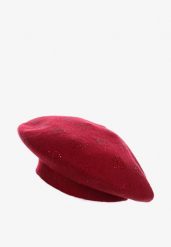 Bordowa Czapka Beret w Cyrkonie Nanto. Czerwone czapki Born2be, bez wzorów, z bawełny. Za 49.99 zł.