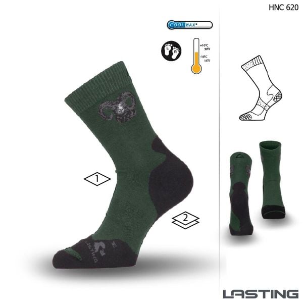 Skarpety merino HNC. Zielone skarpety LASTING, bez wzorów, z elastanu. Za 51.00 zł.