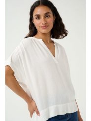 Kaffe Bluzka "Milia" w kolorze kremowym rozmiar: 38. Brązowe bluzki Kaffe, bez wzorów, z włókna, bez kołnierzyka, bez ramiączek. Za 96.37 zł.