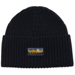 Stylowa czapka zimowa damska Superdry Vintage Radar 2.0. Niebieskie czapki Superdry, bez wzorów, z poliesteru. W wyprzedaży za 76.00 zł.