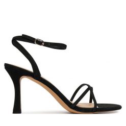 Sandały Aldo. Czarne sandały Aldo, bez wzorów, bez obcasa, na szpilce, bez zapięcia. Za 379.99 zł.