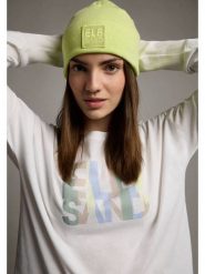 ELBSAND Czapka-beanie "Bea" w kolorze limonkowym rozmiar: onesize. Zielone czapki ELBSAND, bez wzorów, z materiału. Za 65.99 zł.